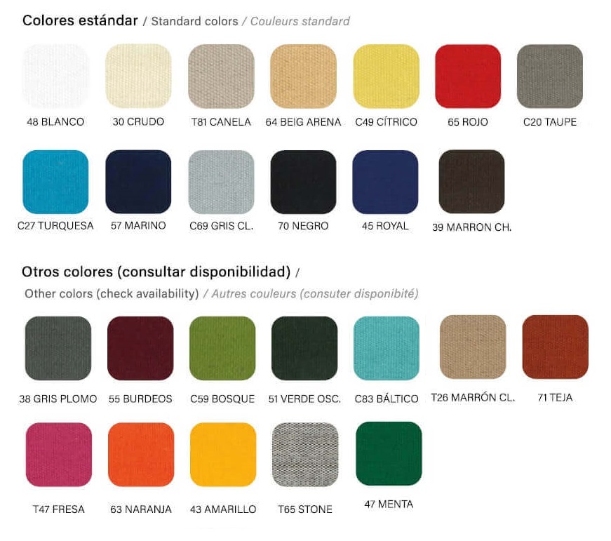 Acrylic fabric colors for 2-meter hospitality parasol